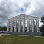 Marta Minujín’s The Parthenon of Books, 2017, built with banned books, steel, and plastic on the Friedrichsplatz