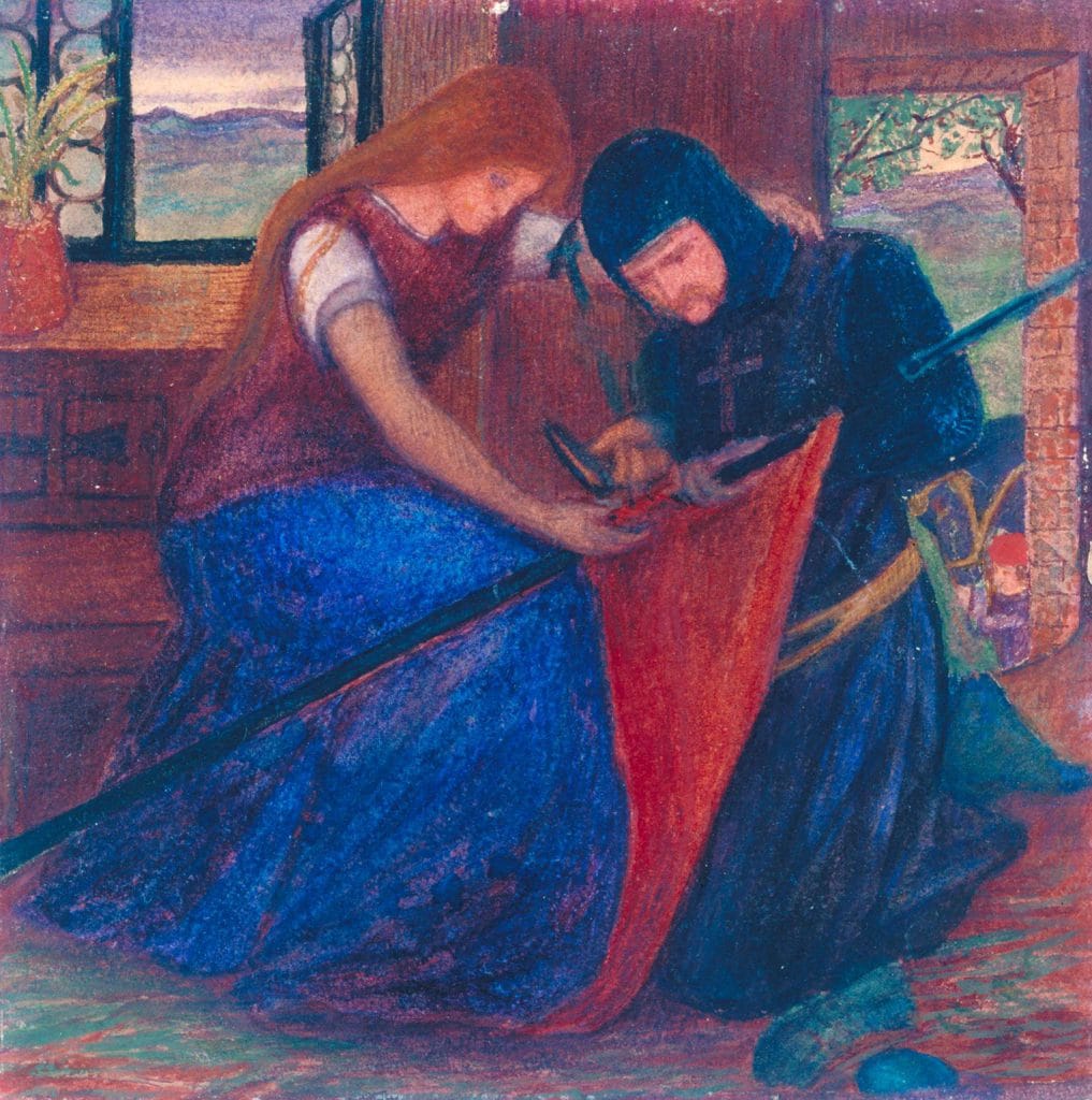 Lady Affixing Pennant to a Knight's Spear c.1856 Elizabeth Eleanor Siddal 1829-1862 Bequeathed by W.C. Alexander 1917 http://www.tate.org.uk/art/work/N03202